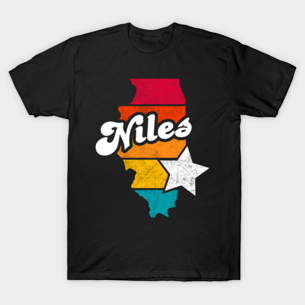 Niles Illinois T-Shirt Vintage City Retro Souvenir US State Silhouette Lover Gift With Star